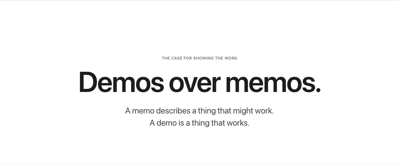 Demos Over Memos preview