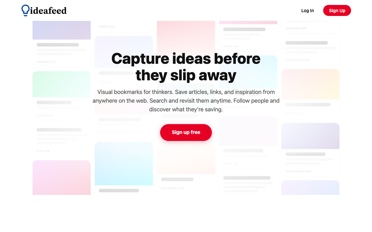 IdeaFeed social bookmarking platform