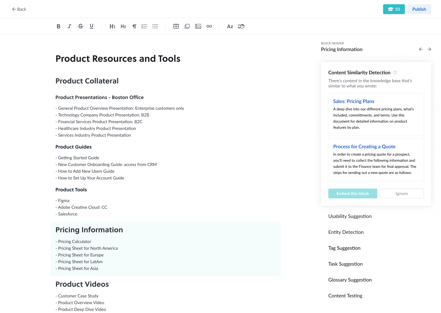 Talla knowledge base content with AI tagging